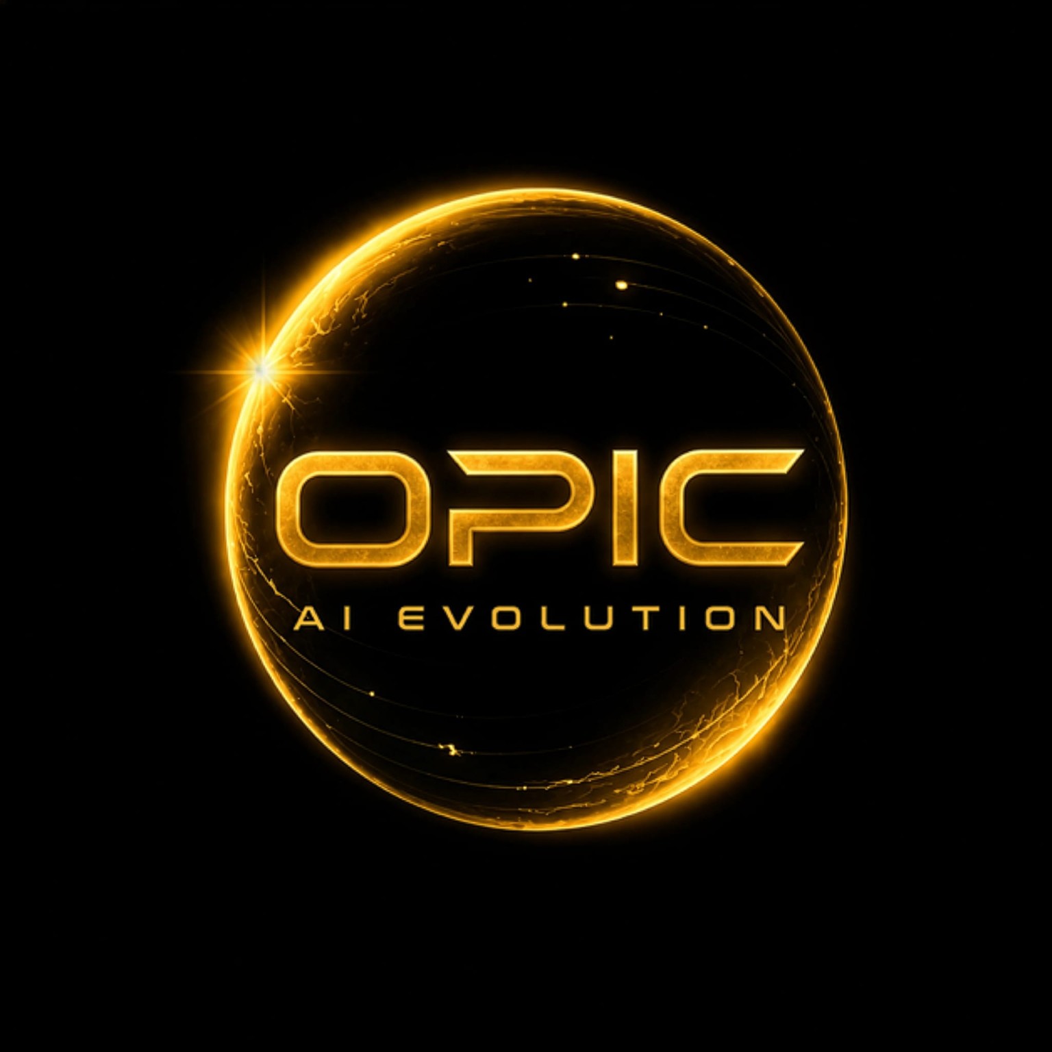 Proposta logo OPIC con orbita luminosa e identità visiva per startup digitale